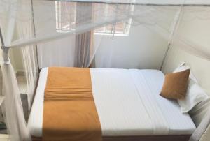 a bedroom with a bunk bed with a window at Safari Homes in Kampala