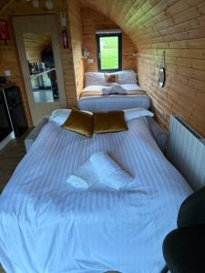 a group of three beds in a room at Squirrel's Drey in Torphichen