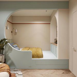 a bedroom with a bed and an archway at GÓC MƠ home in Da Thanh
