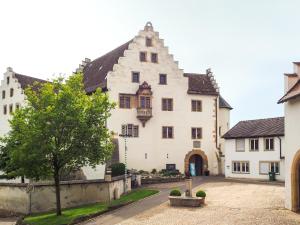 a large white building with a tree in front of it at Schloss Blumenfeld in Tengen