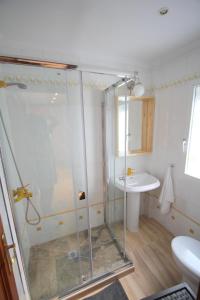 a bathroom with a shower and a toilet and a sink at Malaga Soho in Málaga