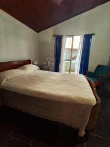 a bedroom with a large bed and a window at La Micha in Chascomús