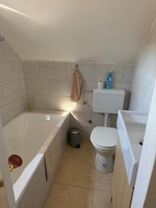 a bathroom with a tub and a toilet and a sink at MareVita in Tribunj +2 photos