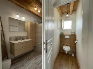 ein Badezimmer mit Toilette und Waschbecken in der Unterkunft Pitabitxi in Bardos + 23 Fotos