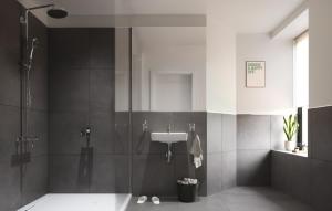 a bathroom with a shower and a sink at Haus Kuckenberg in Burscheid +27 photos