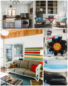 a collage of pictures of a kitchen and a living room at Charming Cottage w Hot Tub in Myers Airport