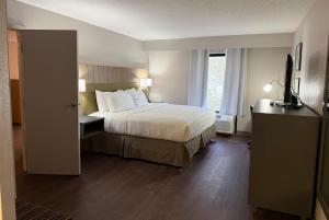 a hotel room with a bed and a television at Wingate by Wyndham Jacksonville FL in Jacksonville