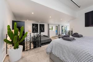 a bedroom with two beds and a cactus at Casa Lorna in Marbella +48 photos