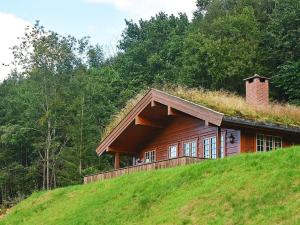 a house with a grass roof on top of a hill at 6 person holiday home in olden in Olden