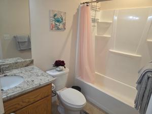 ein Badezimmer mit Toilette, Waschbecken und Dusche in der Unterkunft Private Basement 1mi UVU 3 Parking in Orem + 30 Fotos