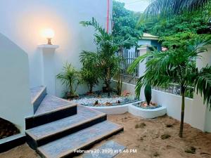 a patio with a bunch of potted plants and stairs at Chief's Villa Malapascua Island Dorm with Hot Shower & Outdoor Kitchenette in Malapascua Island +20 photos