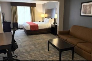 a hotel room with a bed and a couch at Comfort Inn & Suites Tampa North I-75 in Tampa