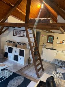 a kitchen with a ladder in a house at Les logis du Landron in Plessé