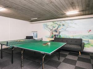 a room with a ping pong table and a couch at 4 person holiday home on a holiday park in Hejls in Hejls
