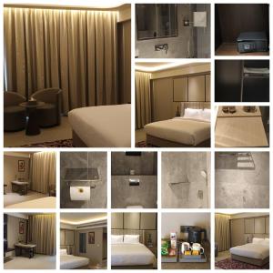 a collage of photos of a hotel room at La Belle - The Business Hotel in Lubumbashi