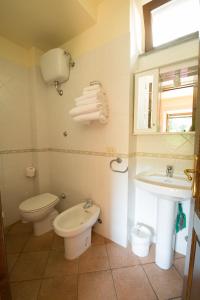 La salle de bains est pourvue de toilettes et d'un lavabo. dans l'établissement Cottage House Il Palazzetto, à Castelnuovo di Garfagnana