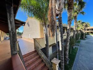 a row of palm trees on a building with stairs at Sweet Summer House in Campofelice di Roccella