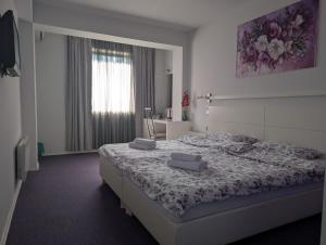 a bedroom with a large bed in a room at Violet Stay in Skopje