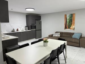 a kitchen and living room with a table and a couch at Beit Shemesh gimmel apartment in Beit Shemesh