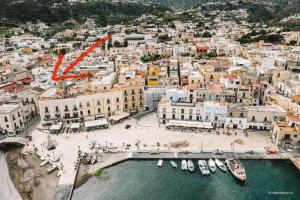 an aerial view of a city with boats in the water at Via Roma 55 in Lipari