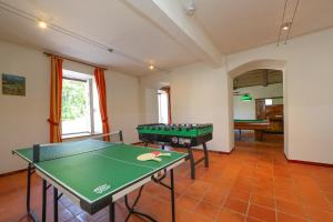 a room with two ping pong tables in it at Hotel Regina del Bosco in Ronzone