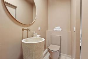 a bathroom with a sink and a toilet and a mirror at French house in Paris +13 photos