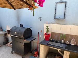a kitchen with a grill and a sink at "La Violeta" casa con jardín, San Pedro in San Pedro +17 photos