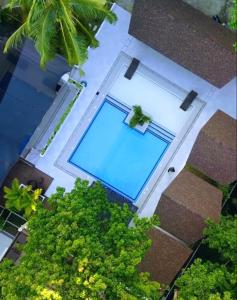 an overhead view of a swimming pool on a house at Island Garden Beach Resort in Samal