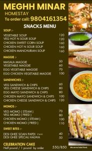 a menu for a mexican diner with food on it at Meghh Minar Homestay Sillery Gaon in Kalimpong
