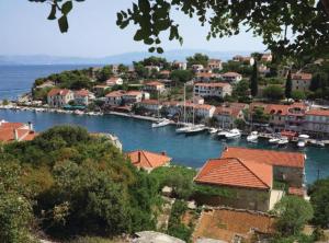 a view of a harbor with boats in the water at Stomorska Seaside Apartments in Stomorska