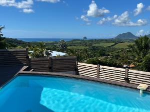 a swimming pool with a view of the ocean at Domaine Madinina Dream in Sainte-Luce
