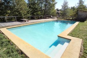 a large swimming pool in a yard at Piedra Nevada in Malalcahuello