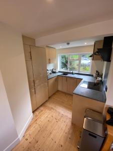 a kitchen with a sink and a counter top at Peaceful Fields in Lancaster