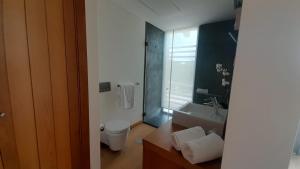 a bathroom with a toilet and a sink at Tróia Oasis Villa in Troia