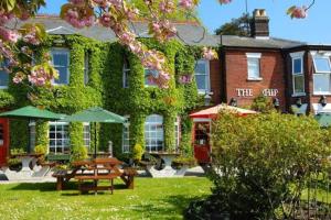 a building covered in ivy with a picnic table in front at Rectory Hideaway in Reedham