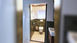 a small bathroom with a toilet and a sink at Stay at Gouwzee in Monnickendam