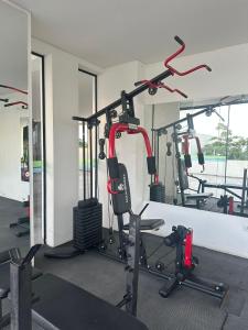a gym with several exercise bikes in a room at Departamento completo en zona Turística de Santa Cruz in Santa Cruz de la Sierra