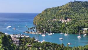 a view of a harbor with boats in the water at Oasis Marigot Bay in Marigot