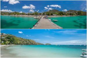 a collage of two pictures of a beach at Bungalow PunchCoco - Beachfront in Les Trois-Îlets