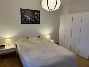 a bedroom with a bed and a painting on the wall at TheCrown in Kilchberg