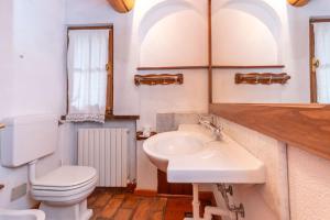 a bathroom with a white toilet and a sink at Tabia Maredane in Falcade +36 photos