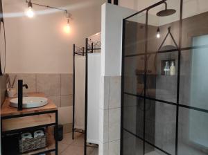 a bathroom with a shower and a sink at Campus House in Forlì +29 photos