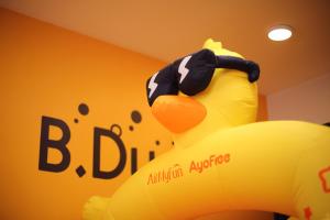 a balloon shaped like a rubber duck in a room at Naughty Castle Playground & Ball Pool in Johor Bahru