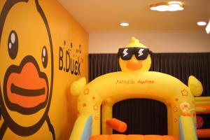 a room with a yellow rubber duck costume at Naughty Castle Playground & Ball Pool in Johor Bahru +63 photos