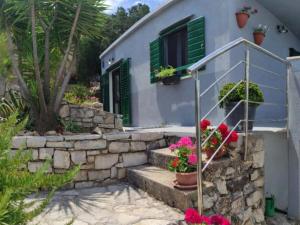 a house with some flowers on the stairs at Holiday house Jakov in Gdinj +52 photos