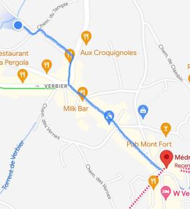 a map showing the route of a subway line at Cosy Residence, The Verbier Residences in Verbier +3 photos