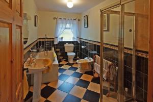 a bathroom with a toilet and a sink and a shower at 6 Bed in Clonbur oc-i275 in Finny +22 photos