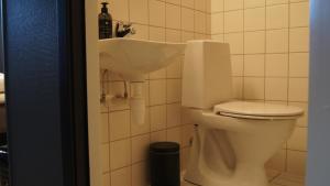 a bathroom with a toilet and a sink at Marina Hotel Sortland in Sortland +6 photos