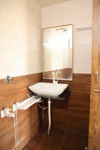a bathroom with a sink and a mirror at Vanray Farm And Resort in Talala +73 photos