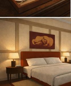 a bedroom with a bed and a painting on the wall at The Scarlet Bath in Bath